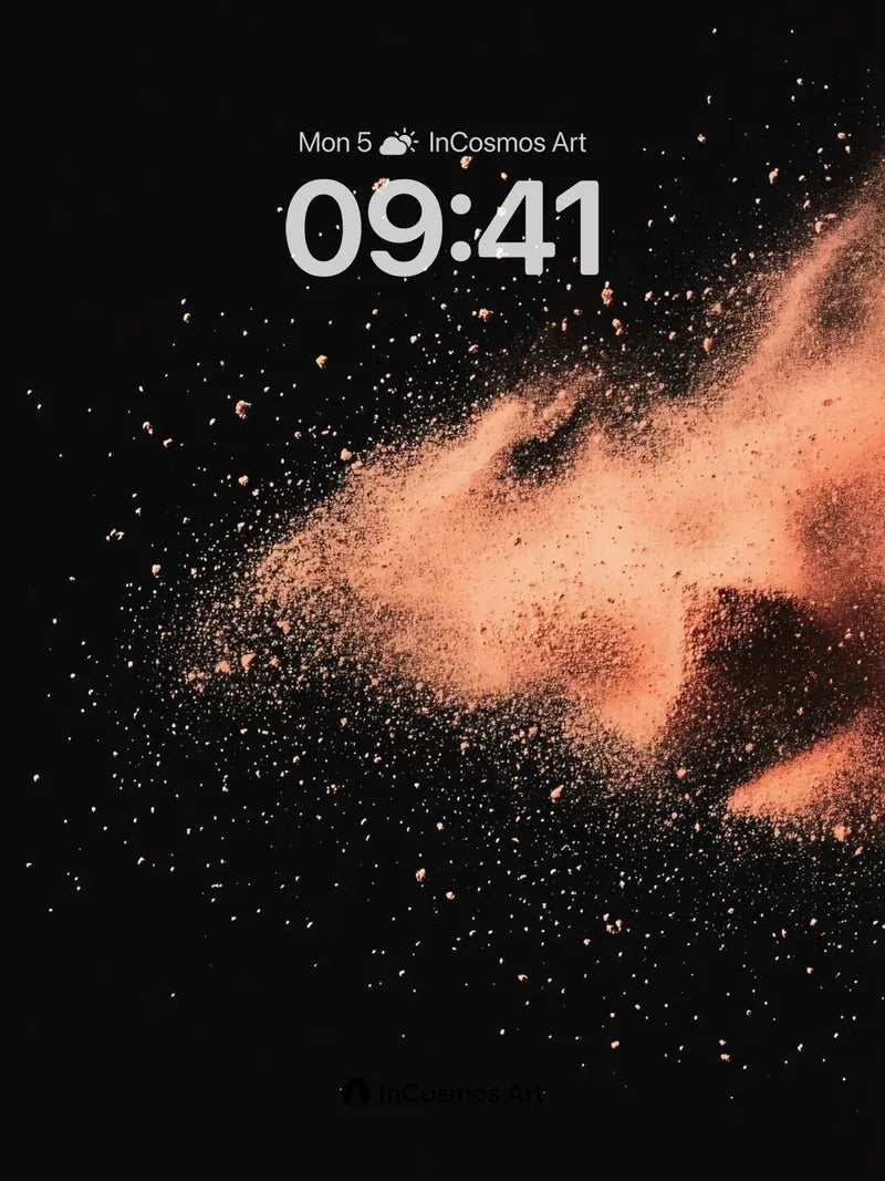 Crimson Dust Explosion Wallpaper with Cosmic Drift