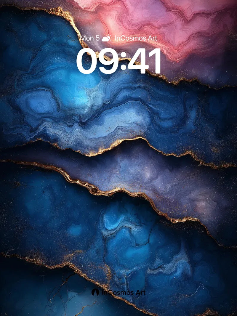 Luminous Agate Wallpaper with Golden Veins