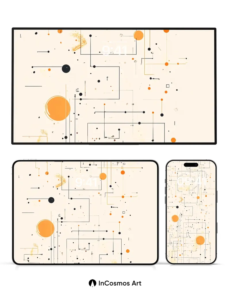 Circuit Bloom Wallpaper with Golden Nodes