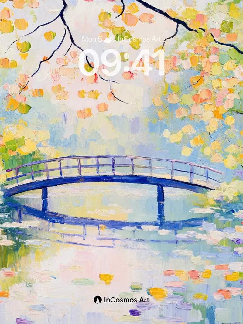 Serenity Bridge Wallpaper with Floating Light