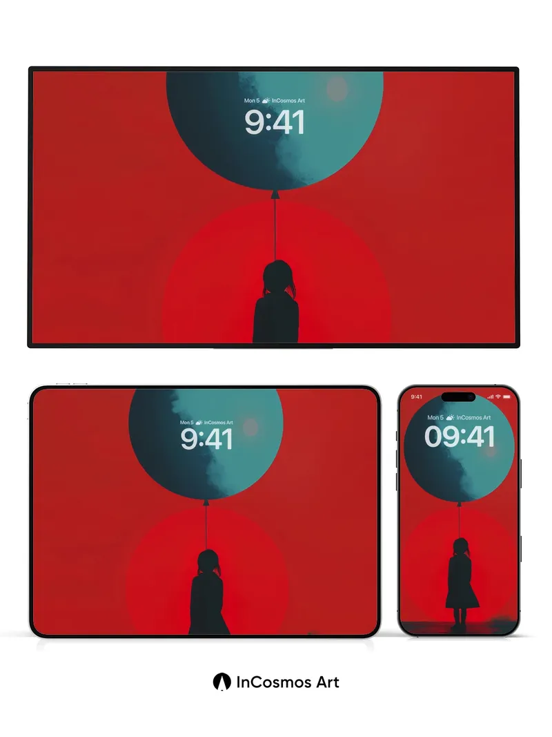 Silhouetted Wonder Wallpaper with Celestial Balloon