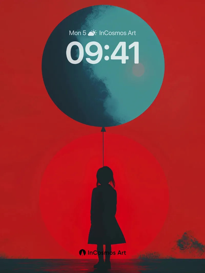 Silhouetted Wonder Wallpaper with Celestial Balloon wallpaper for iPhone, iPad & Mac