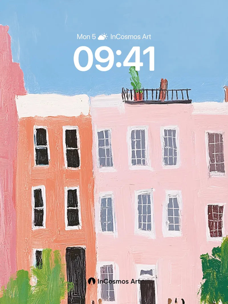 Sunlit Street Wallpaper with Rooftop Whispers