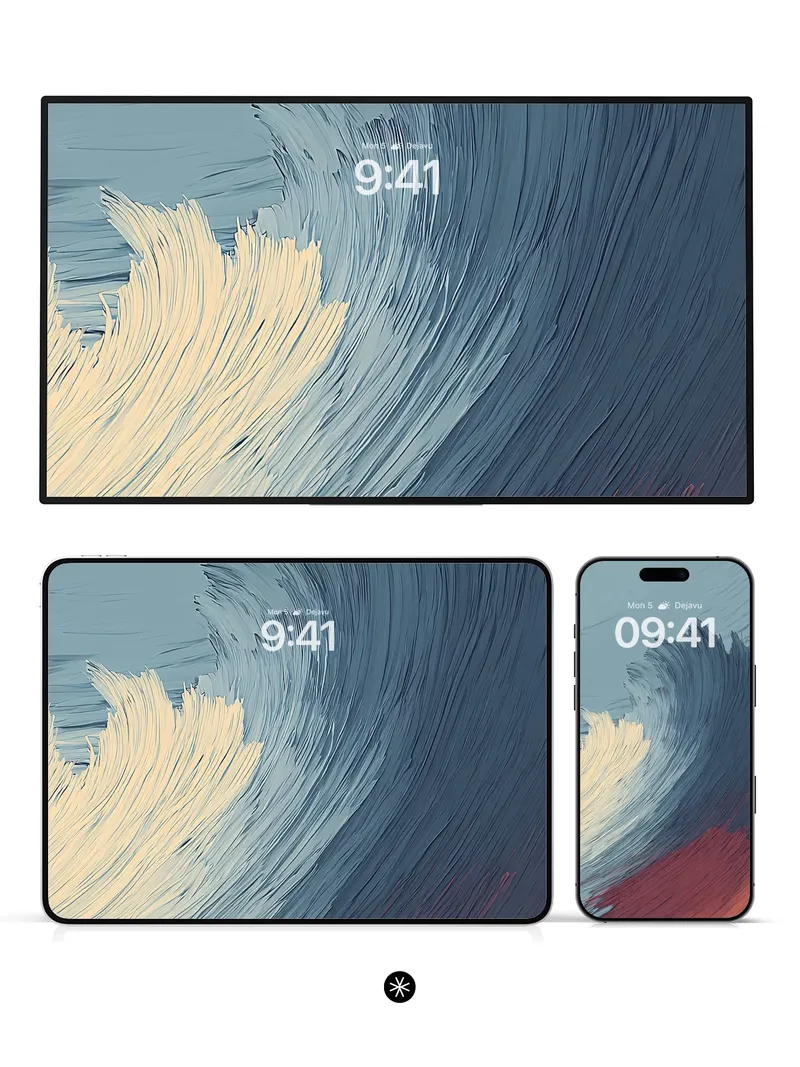 Dynamic Ocean Waves Abstract Wallpaper with Crimson Undertones