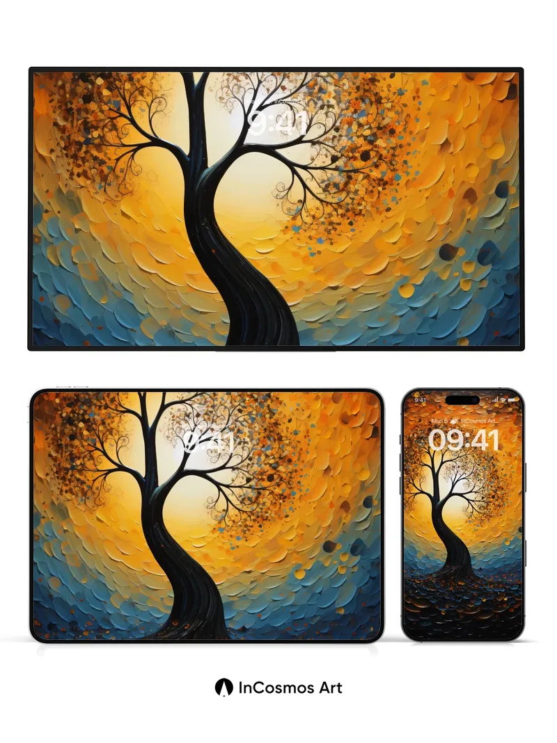 Whirlwind Tree Wallpaper with Cosmic Canopy