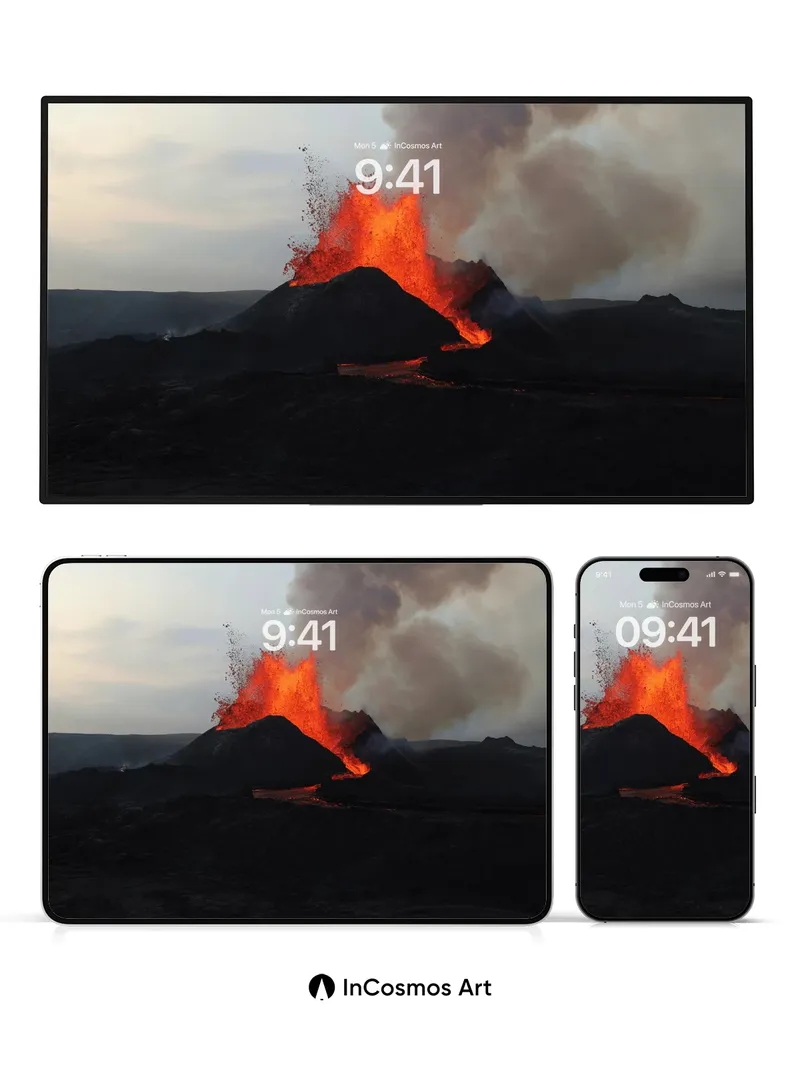 Fiery Eruption Wallpaper with Molten Veins