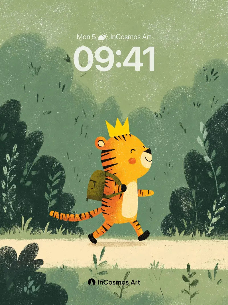 Playful Crowned Tiger Wallpaper with Forest Whispers wallpaper for iPhone, iPad & Mac