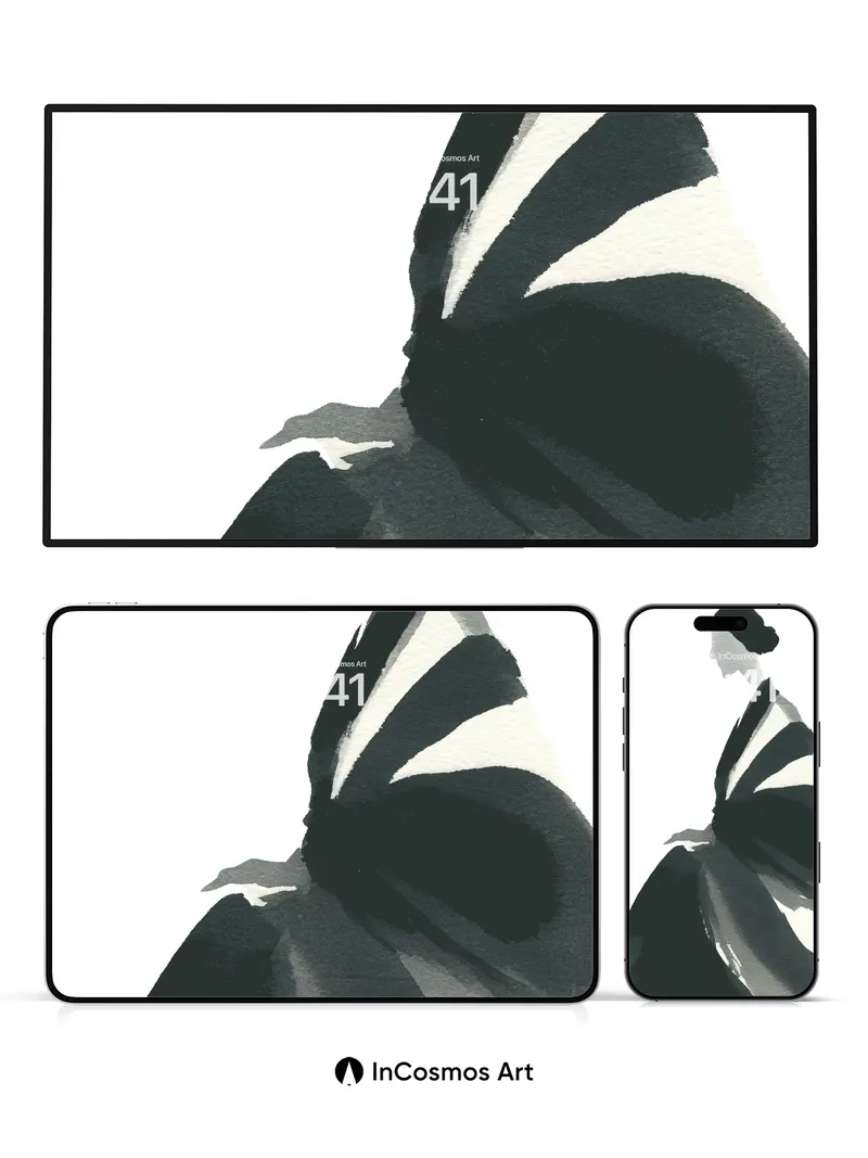 Silent Ink Wallpaper with Floating Shadows