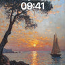 Serenity at Dusk Wallpaper with Pine and Sail wallpaper for iPhone, iPad & Mac