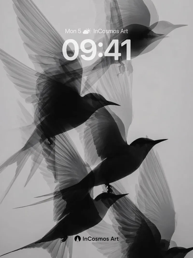 Silhouetted Flight Wallpaper with Ghost Wings