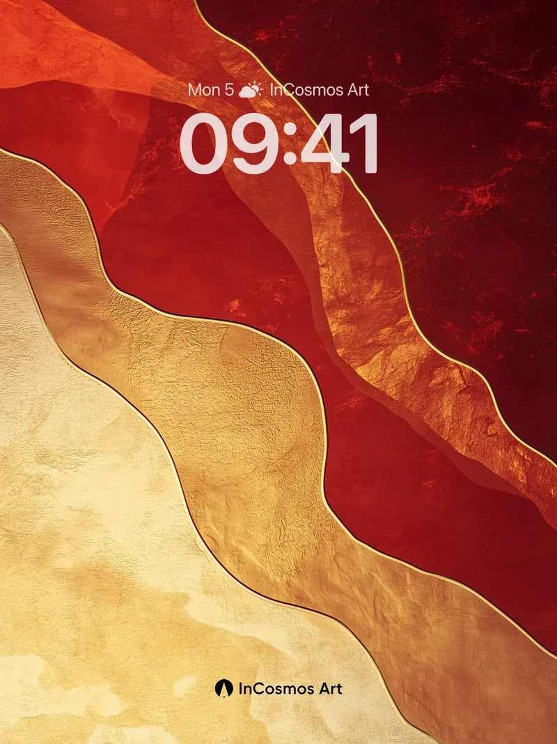 Crimson Dunes Wallpaper with Golden Veins