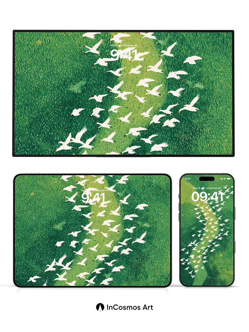 Serenity Flight Wallpaper with Emerald Veins