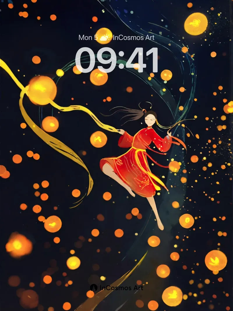 Luminous Drift Wallpaper with Floating Orbs wallpaper for iPhone, iPad & Mac