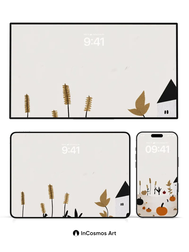 Autumn Hush Wallpaper with Whimsical Pumpkins