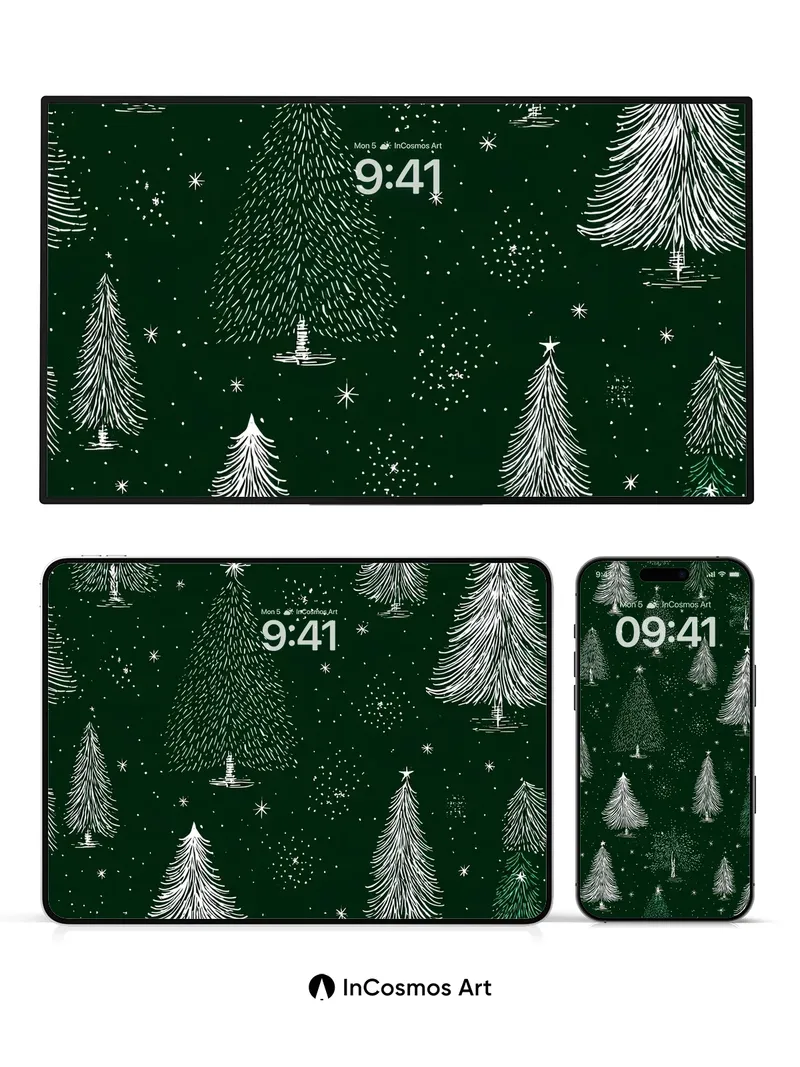 Whispering Pine Wallpaper with Starlight Veil