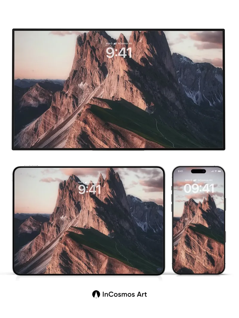 Crimson Ridge Wallpaper with Sunlit Peaks