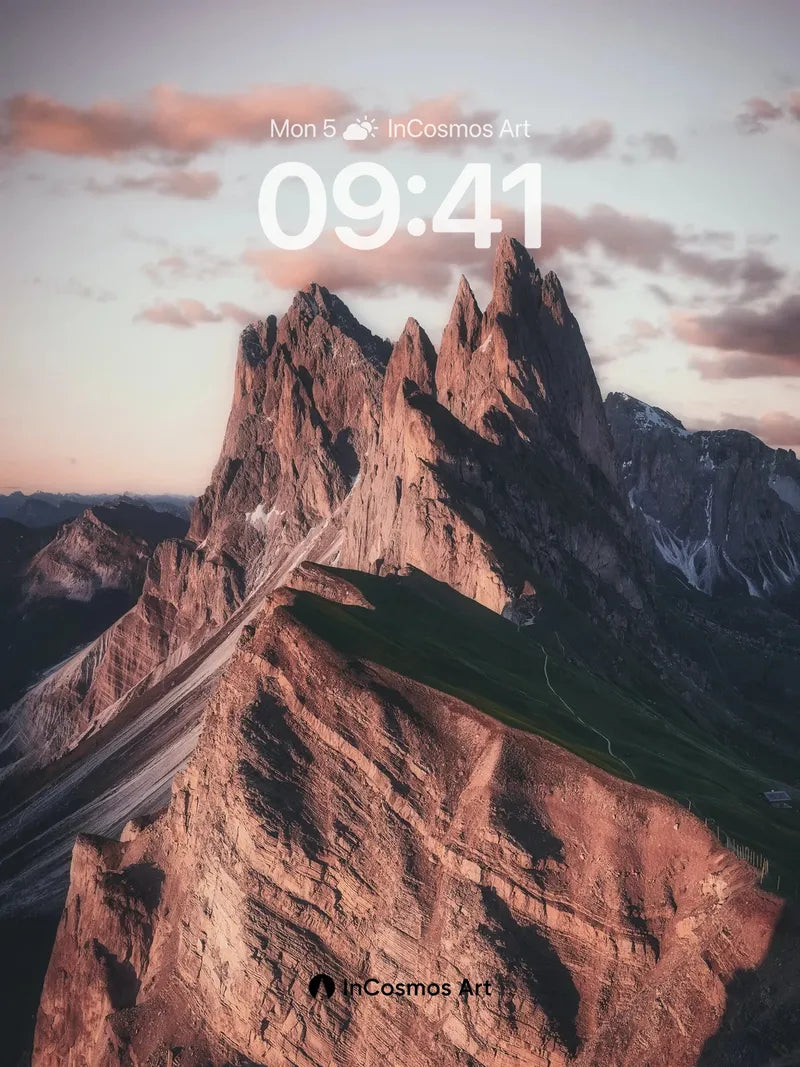 Crimson Ridge Wallpaper with Sunlit Peaks