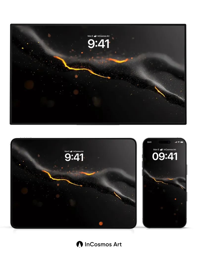 Luminous Fracture Wallpaper with Ember Trails