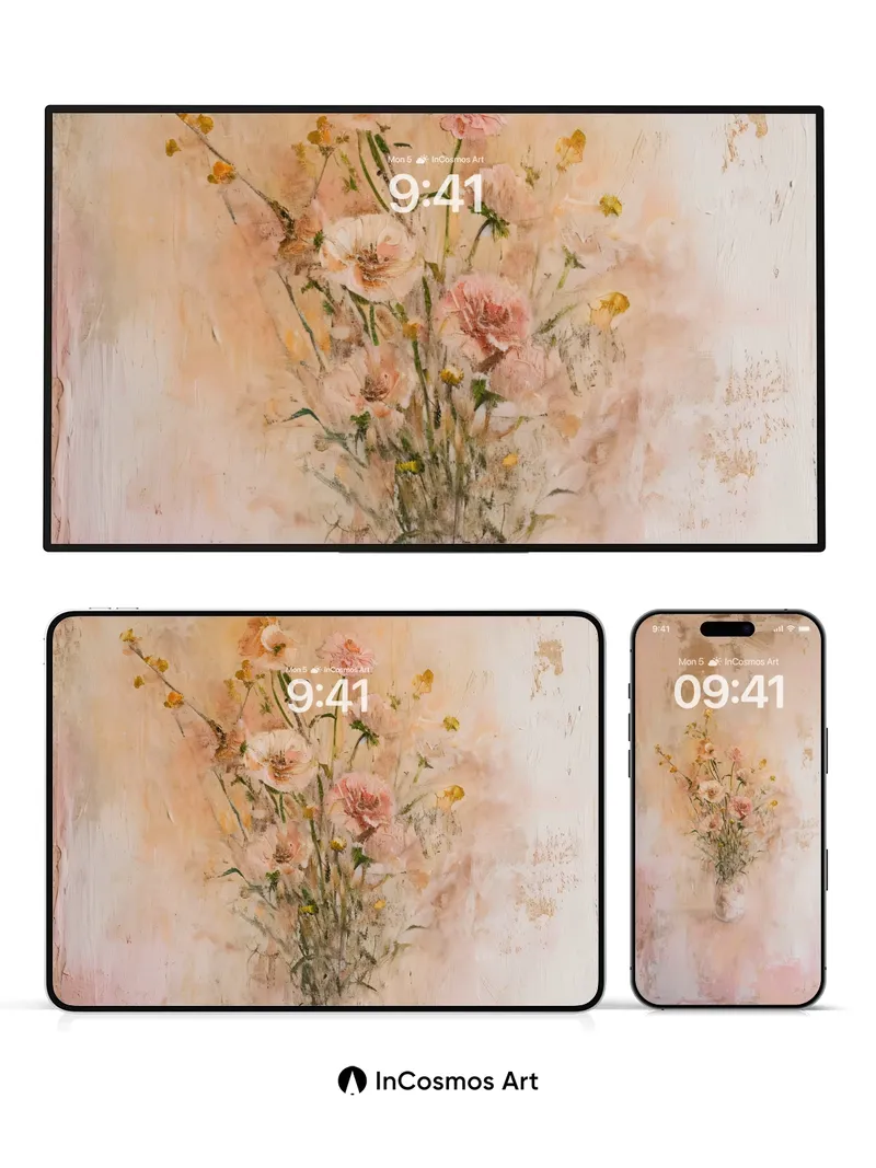 Soft Hush Floral Wallpaper with Textured Canvas