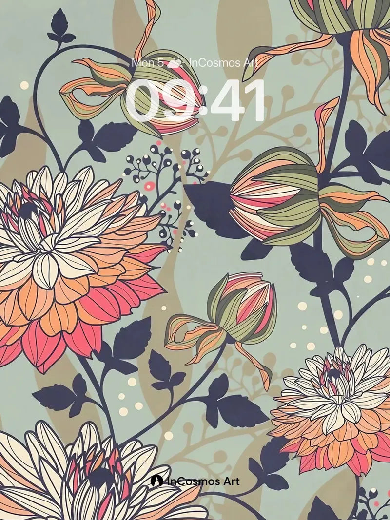 Autumn Whispers Floral Wallpaper with Layered Petals