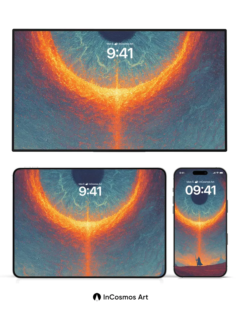 Cosmic Eye Wallpaper with Fiery Halo