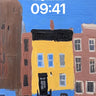 Sunlit Street Wallpaper with Yellow Cab Charm wallpaper for iPhone, iPad & Mac