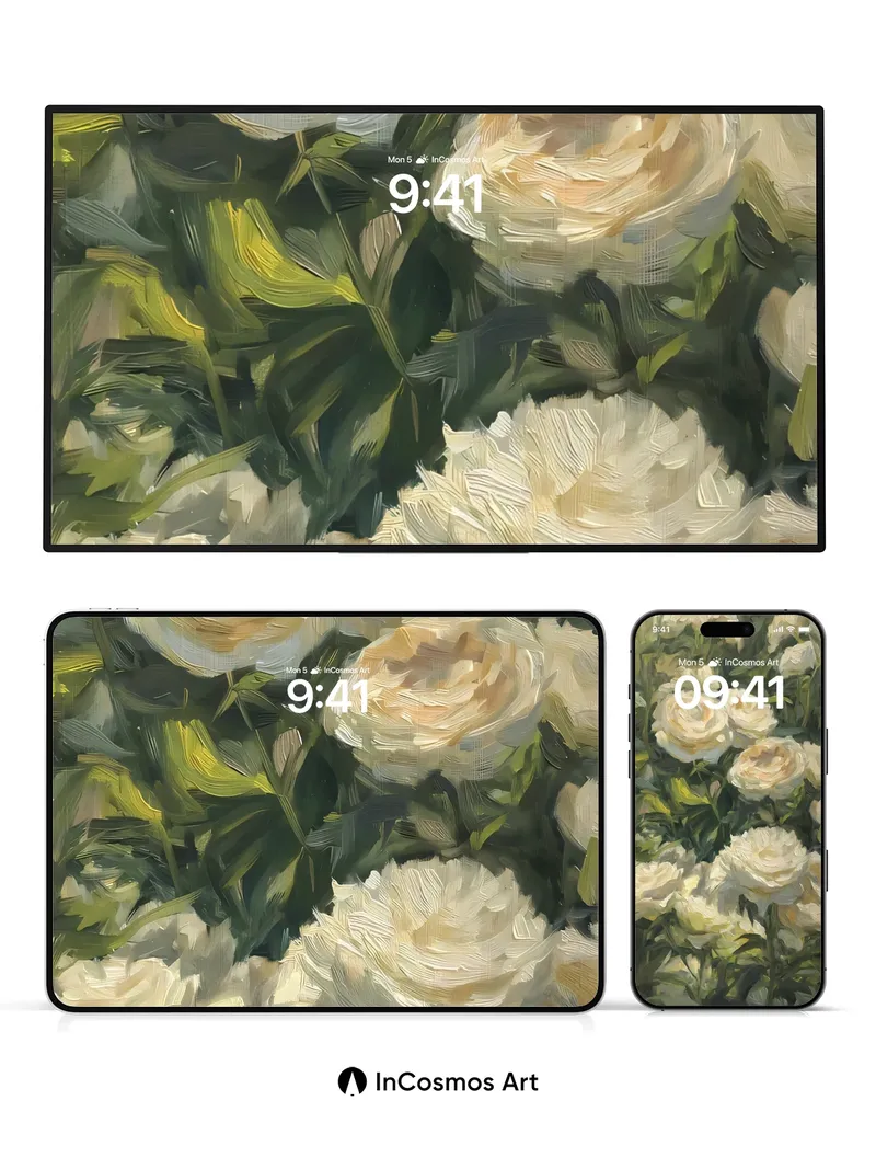 Luminous Petal Wallpaper with Impressionist Hues