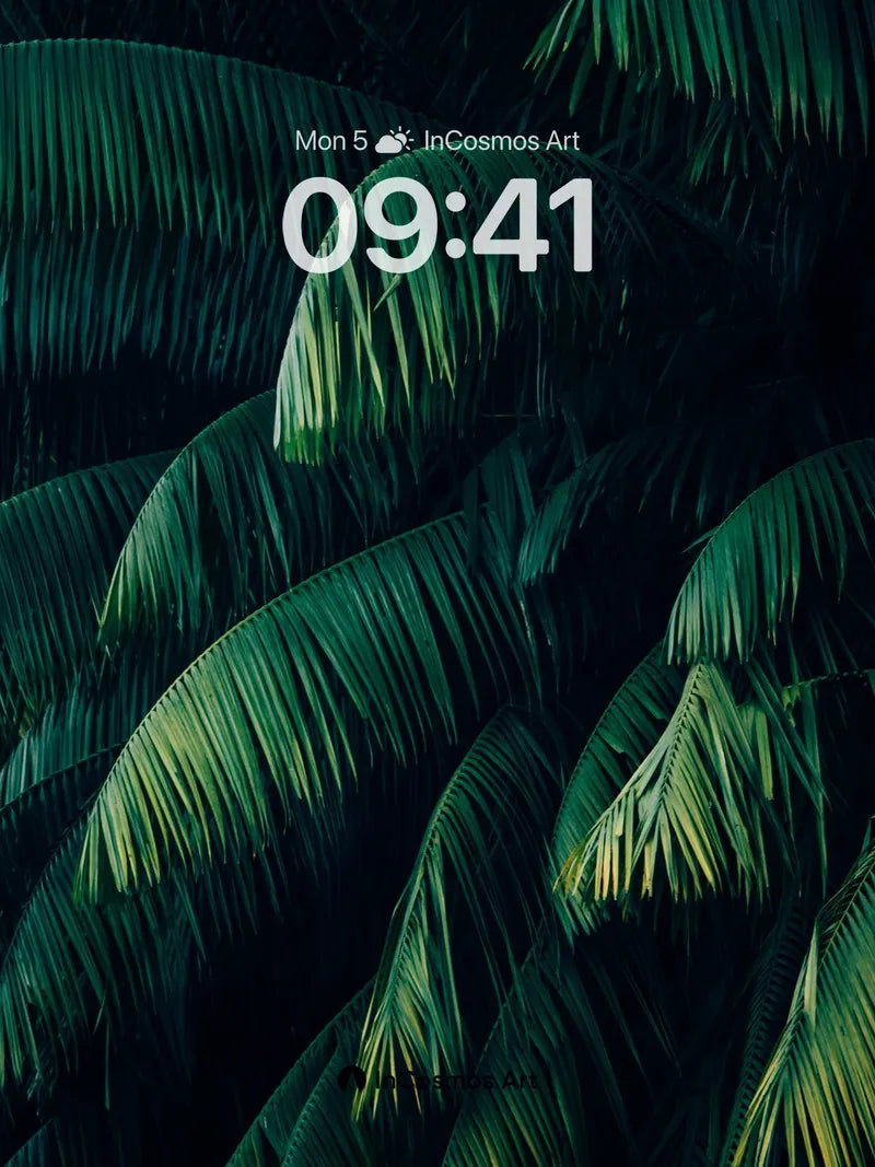 Shadowed Palm Canopy Wallpaper with Emerald Depth