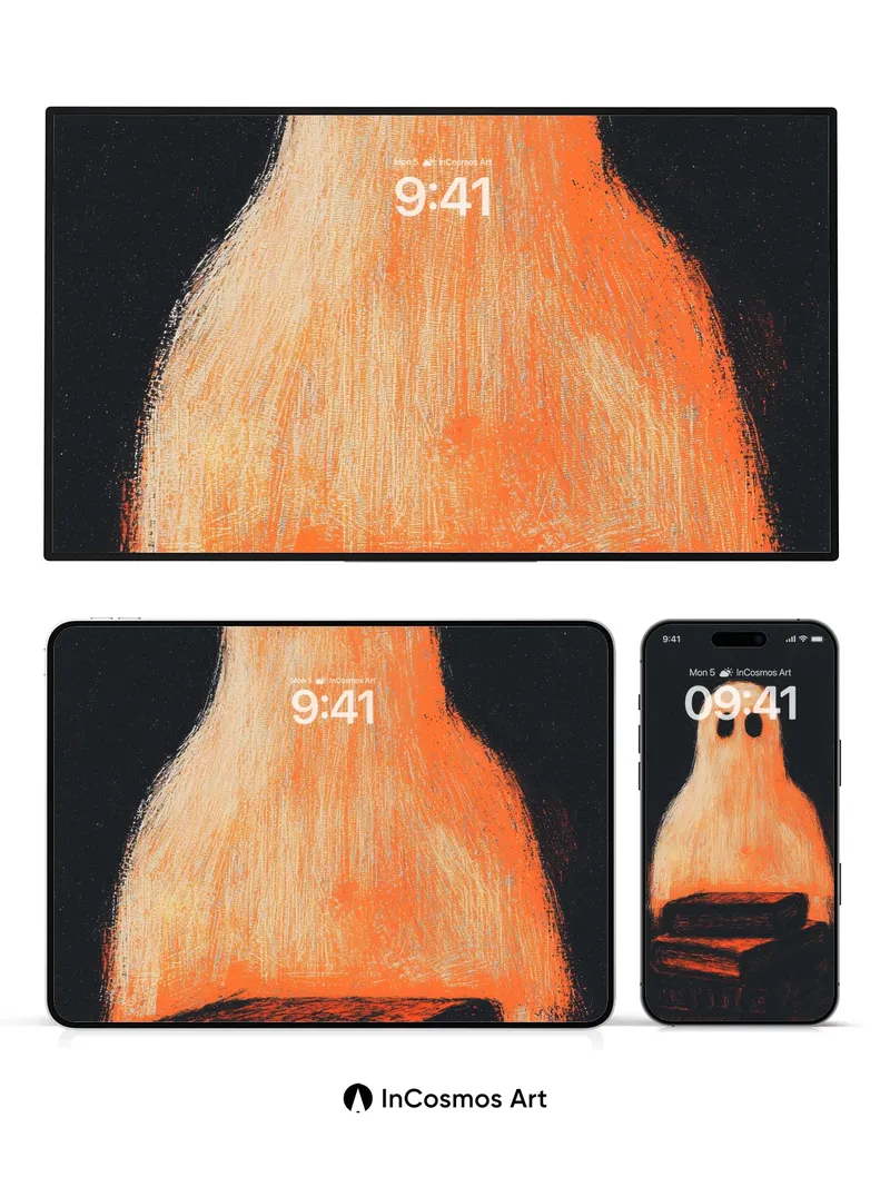 Glowing Ghost Wallpaper with Bookstack Aura