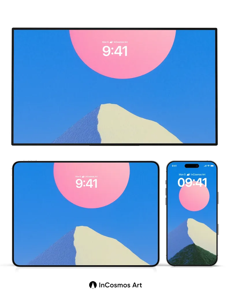 Serene Horizon Wallpaper with Gradient Sun