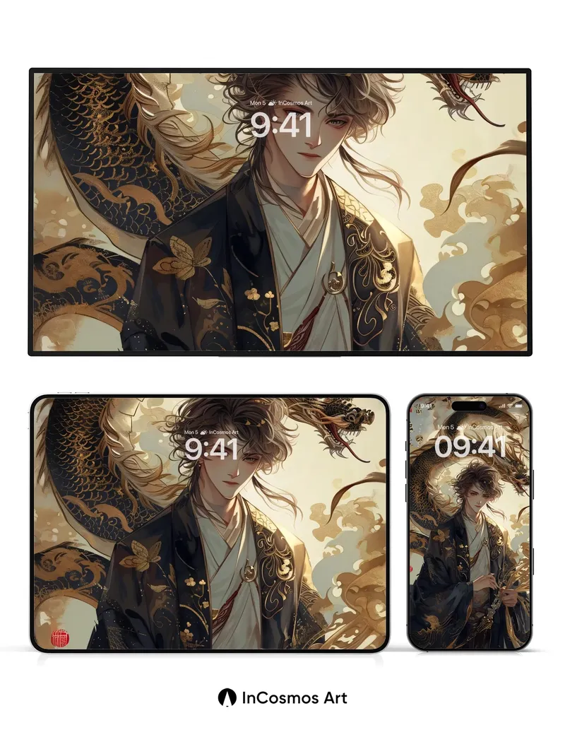 Dragon's Whisper Wallpaper with Golden Veins