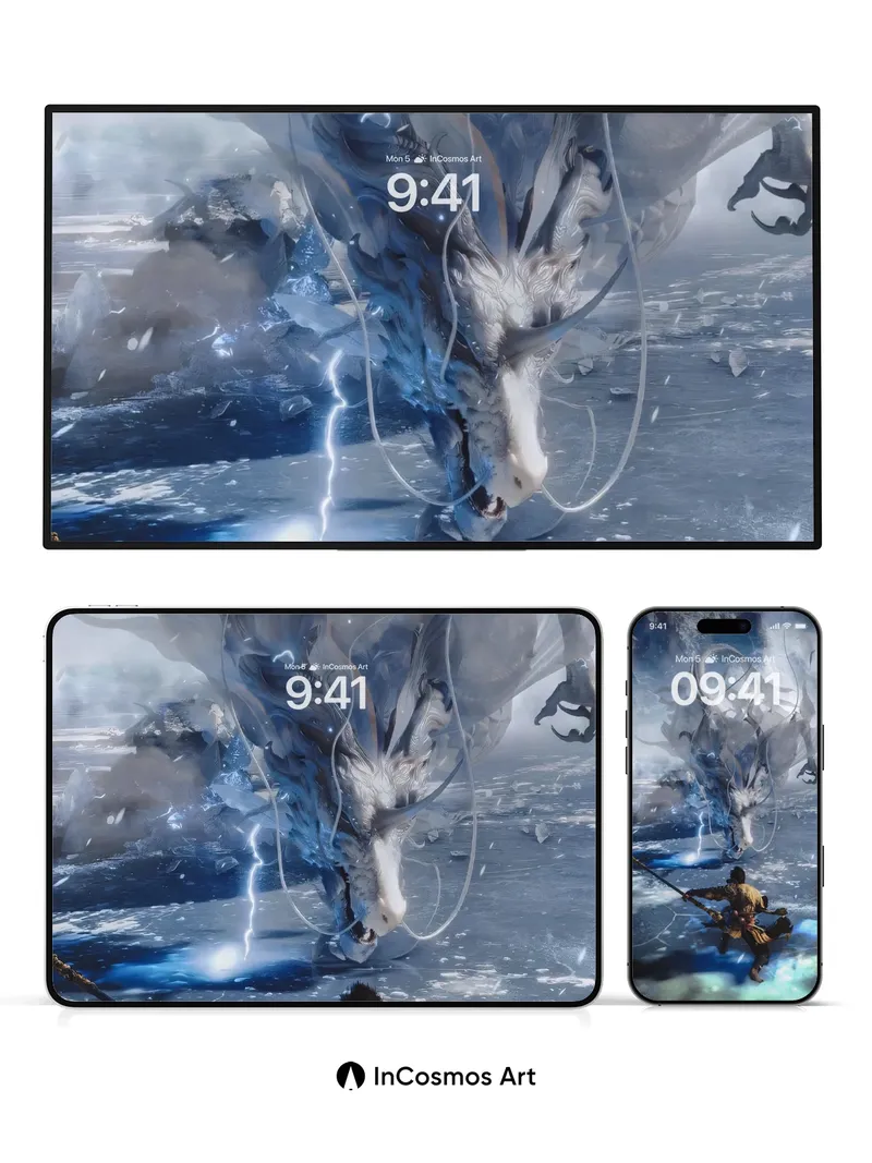 Frostborne Dragon Wallpaper with Thunderous Breath