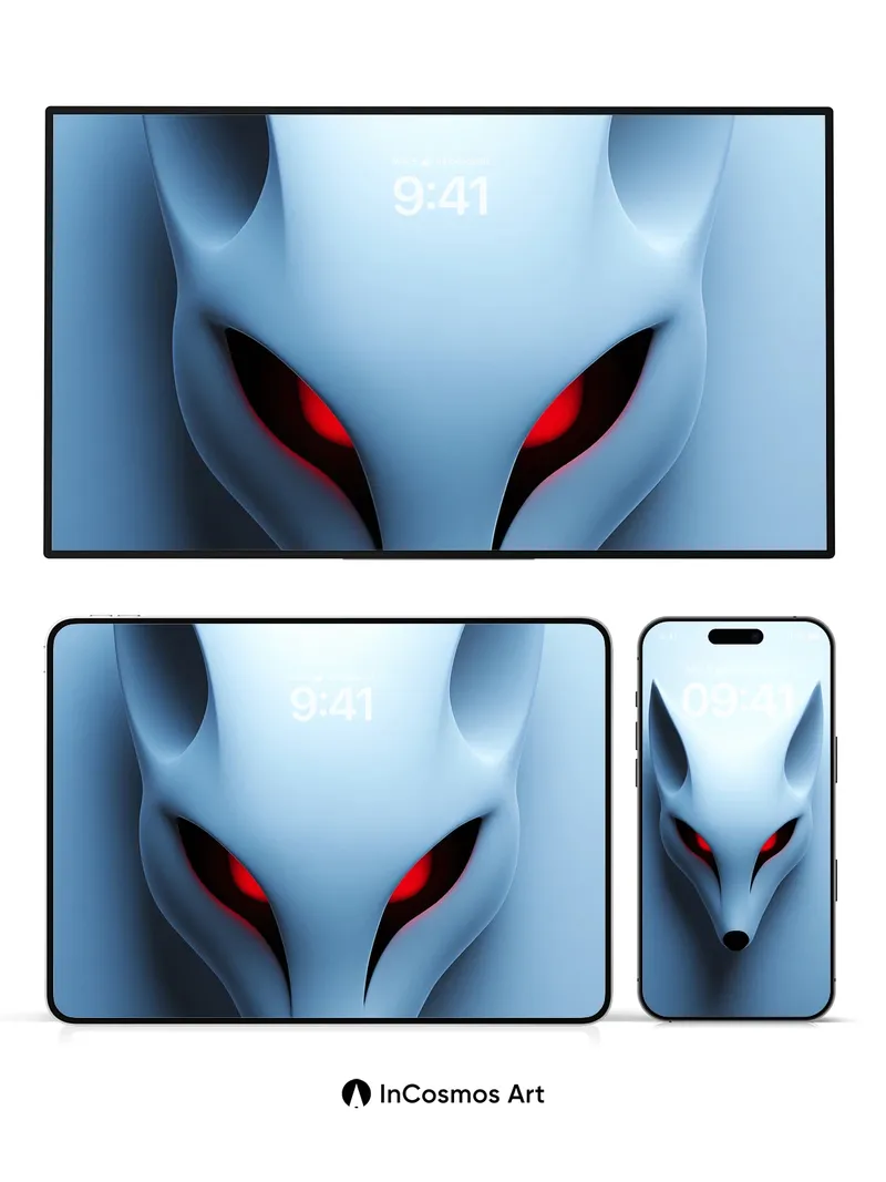 Cryo Fox Wallpaper with Glowing Eyes