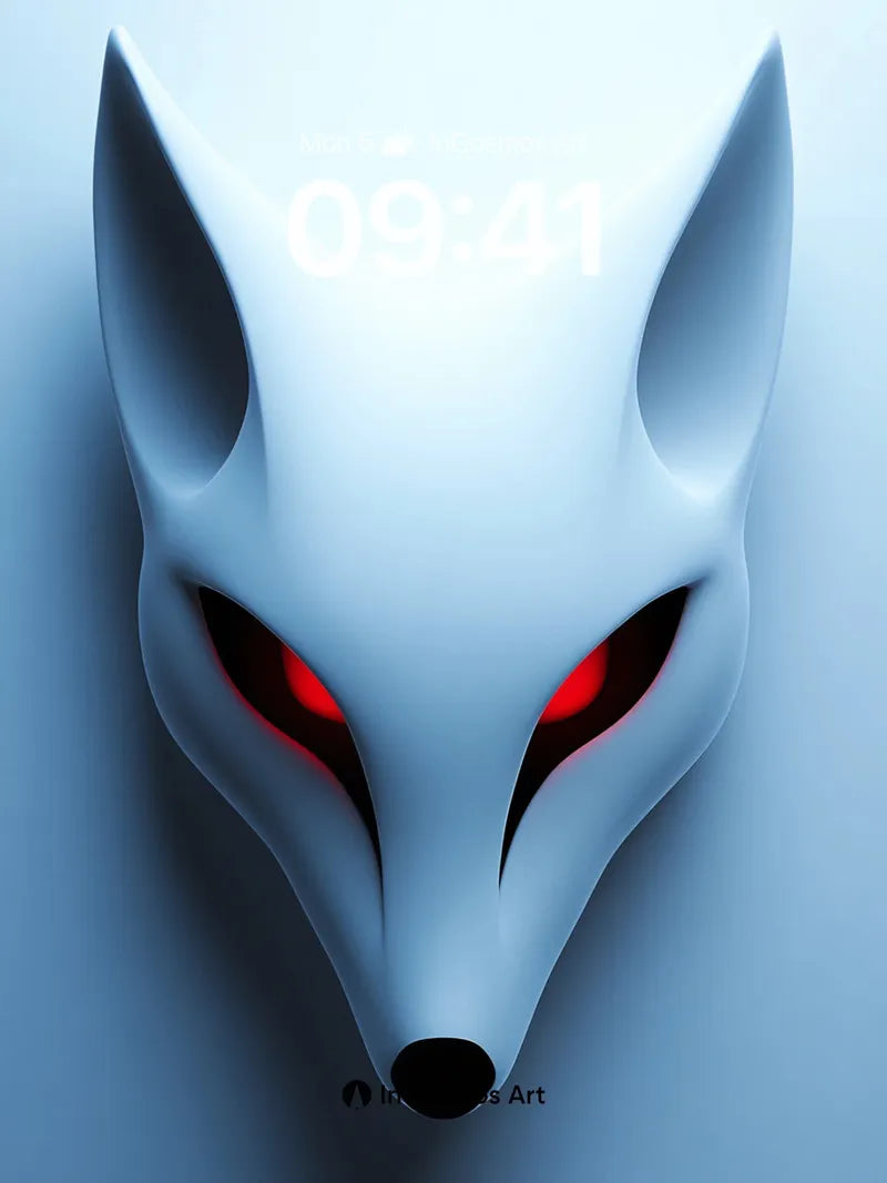 Cryo Fox Wallpaper with Glowing Eyes