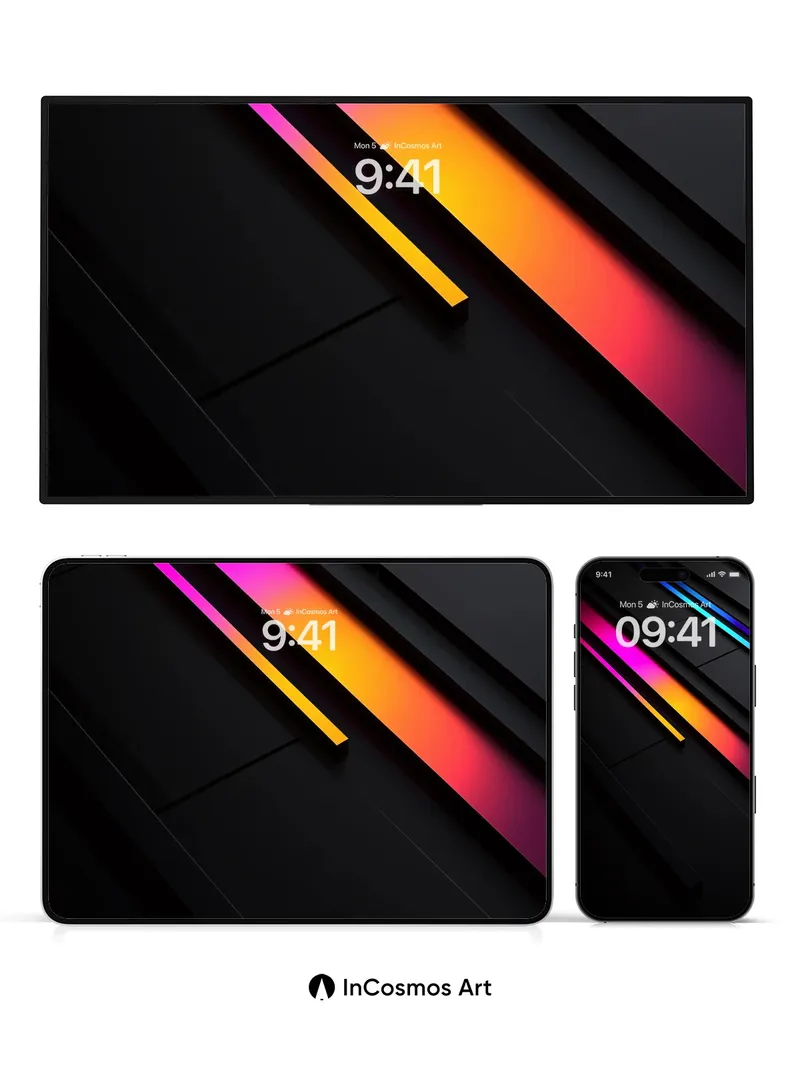 Neon Pulse Wallpaper with Rainbow Fractures