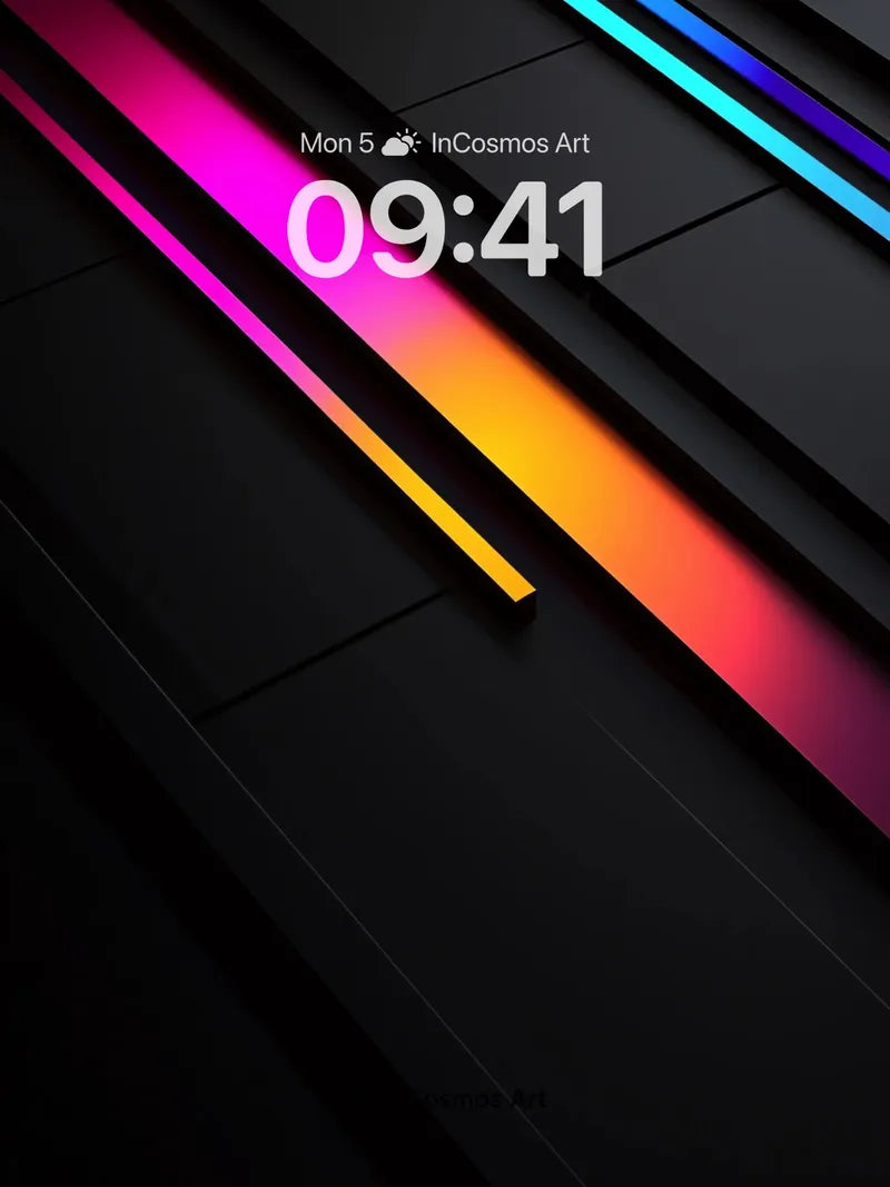 Neon Pulse Wallpaper with Rainbow Fractures