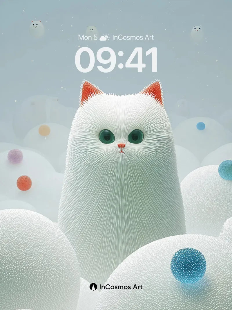 Serene Fluff Wallpaper with Floating Spheres wallpaper for iPhone, iPad & Mac