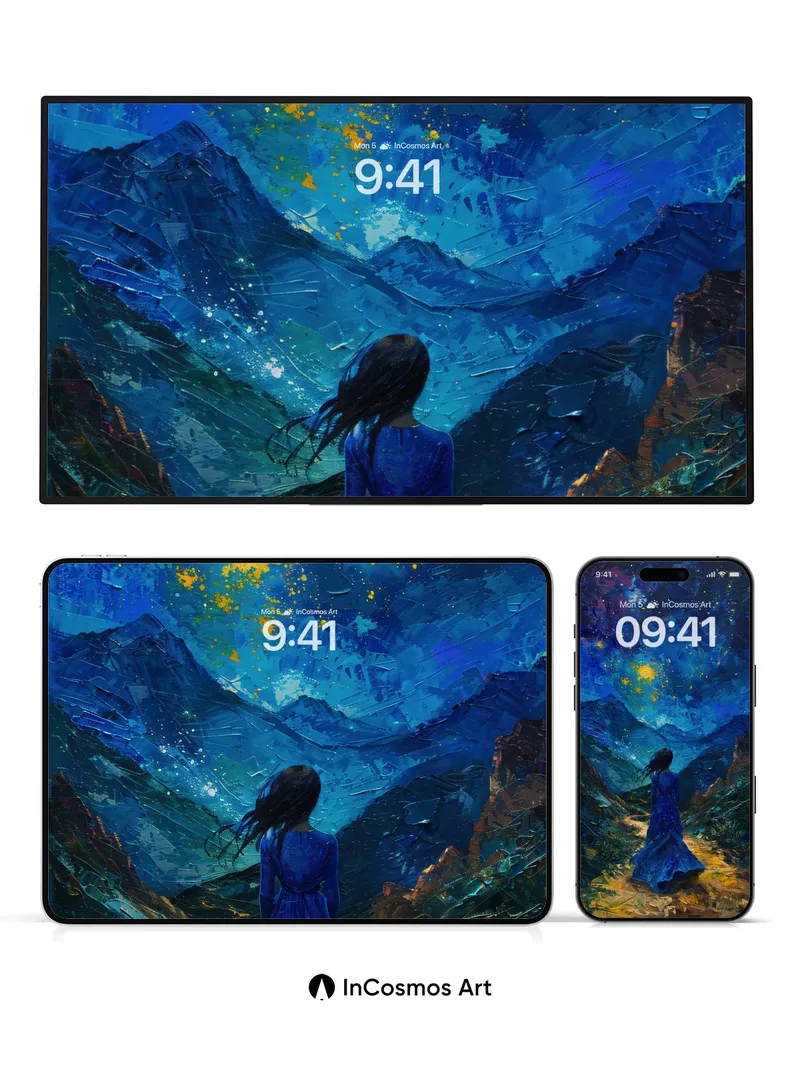 Starry Abyss Wallpaper with Midnight Wanderer