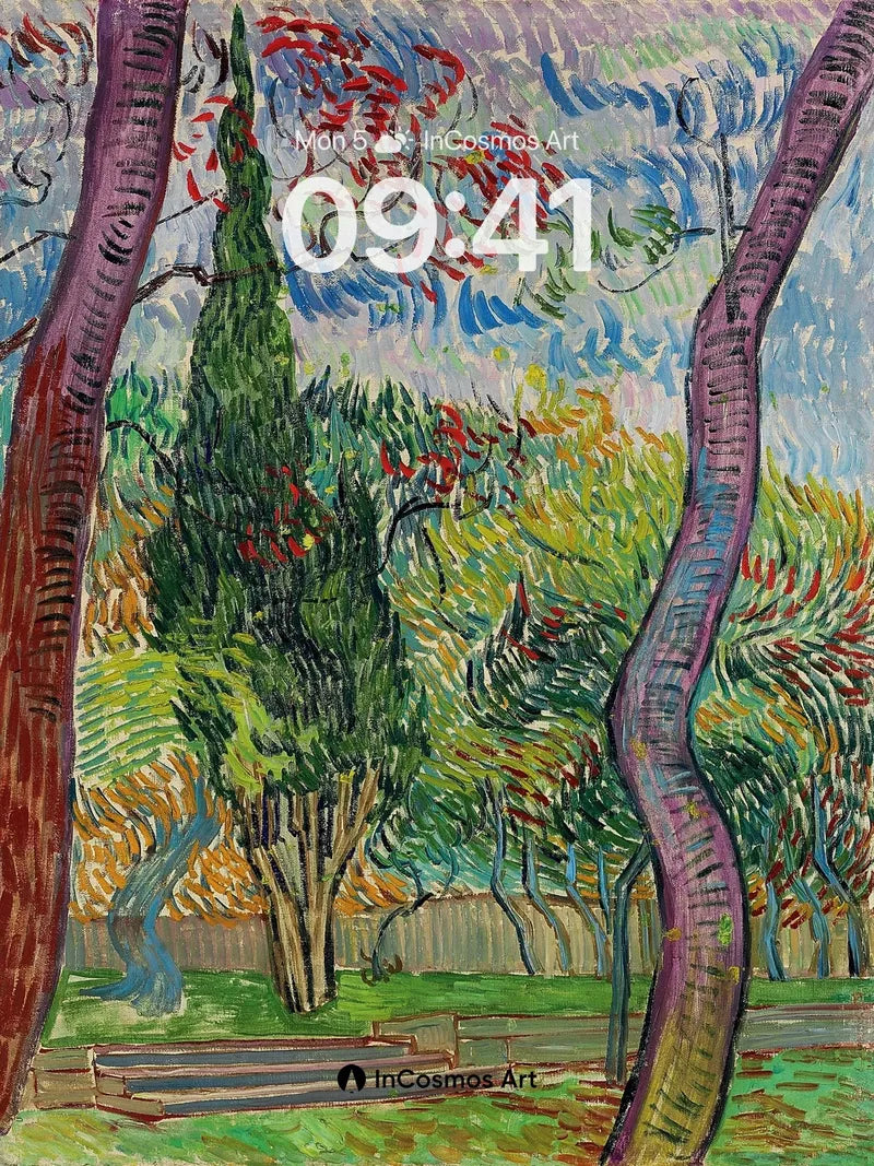 Whirlwind Garden Wallpaper with Swirling Trees