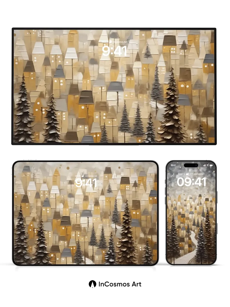 Snowfall Sonata Wallpaper with Golden Hues