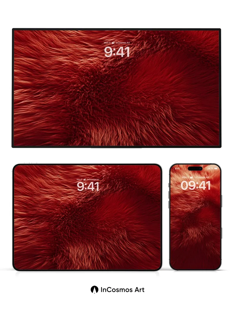 Crimson Fur Wallpaper with Velvety Depth