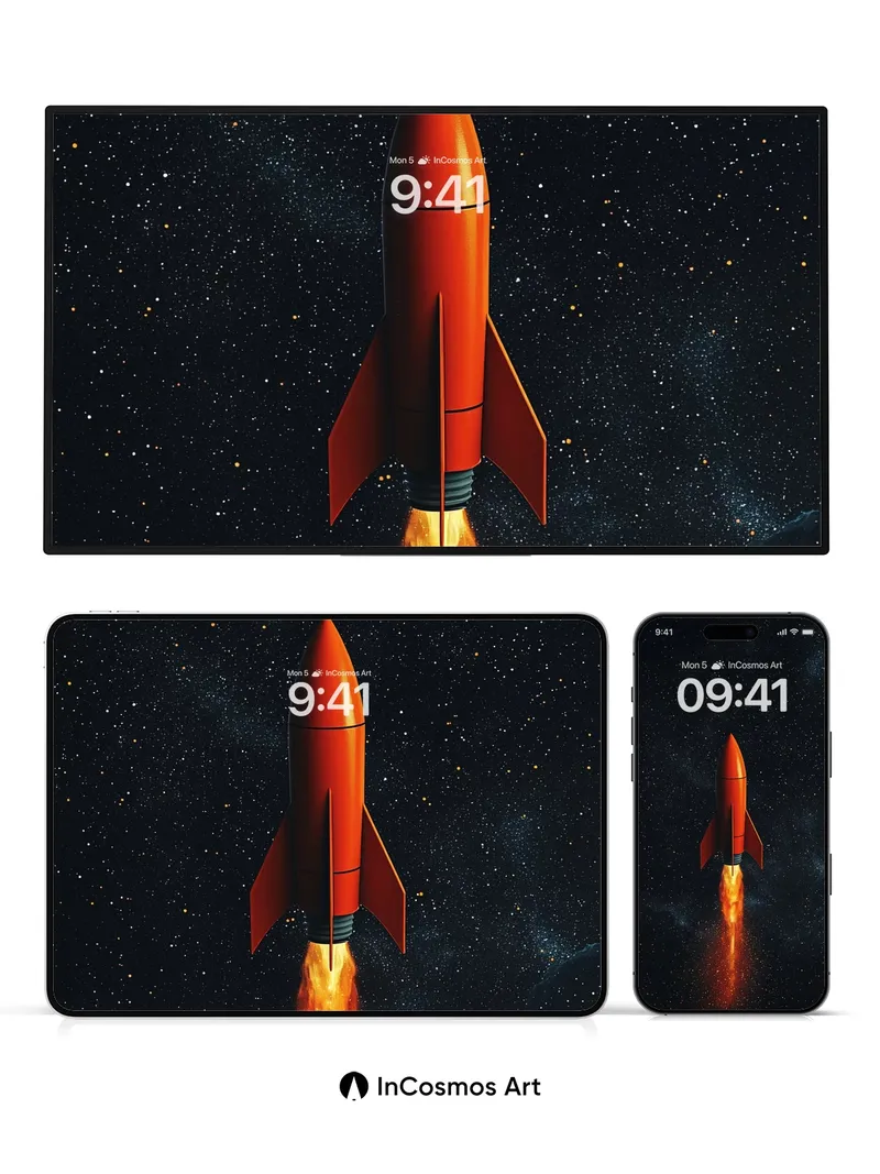 Cosmic Ignition Wallpaper with Fiery Trail