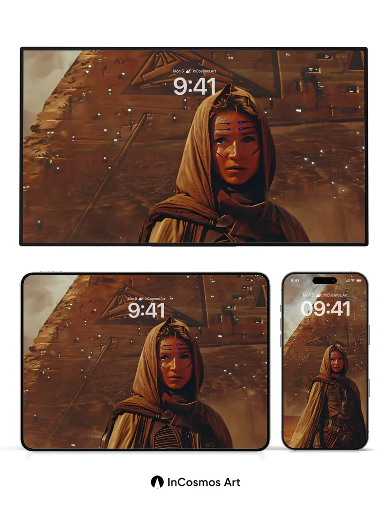 Desert Sentinel Wallpaper with Ancient Pyramid