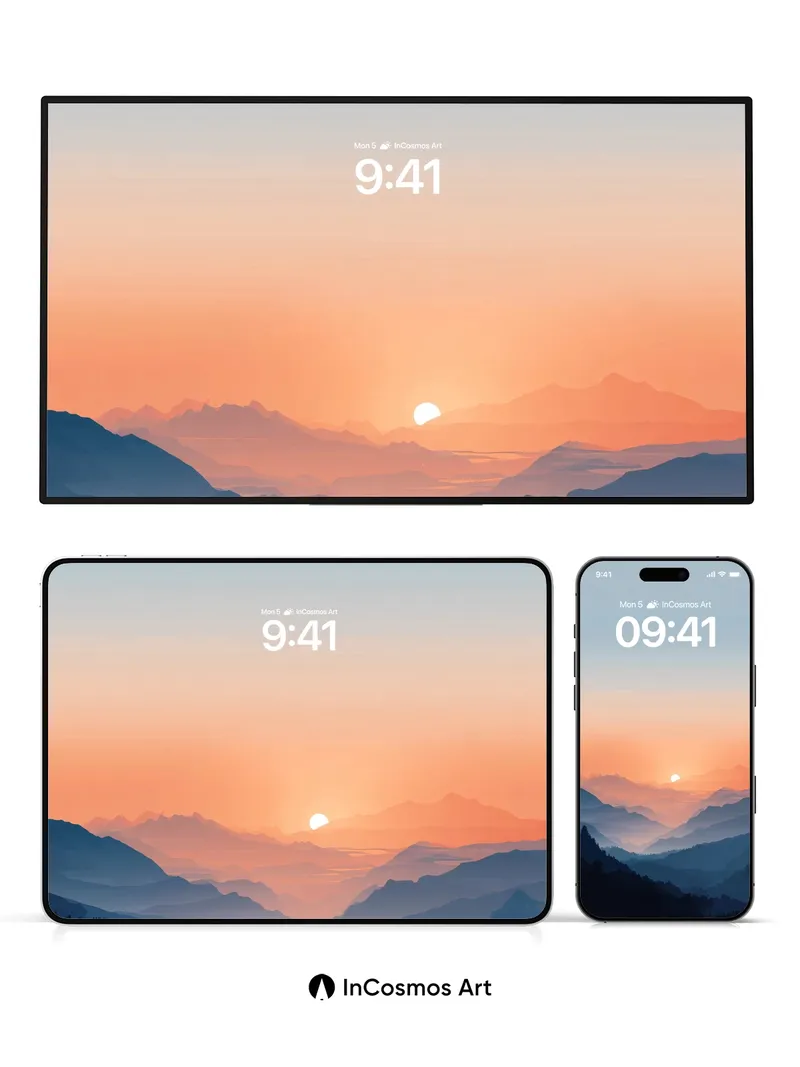 Serenity Horizon Wallpaper with Distant Sun