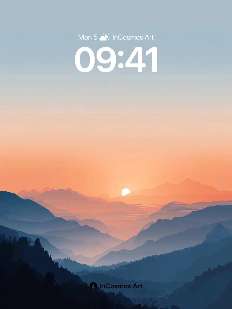 Serenity Horizon Wallpaper with Distant Sun