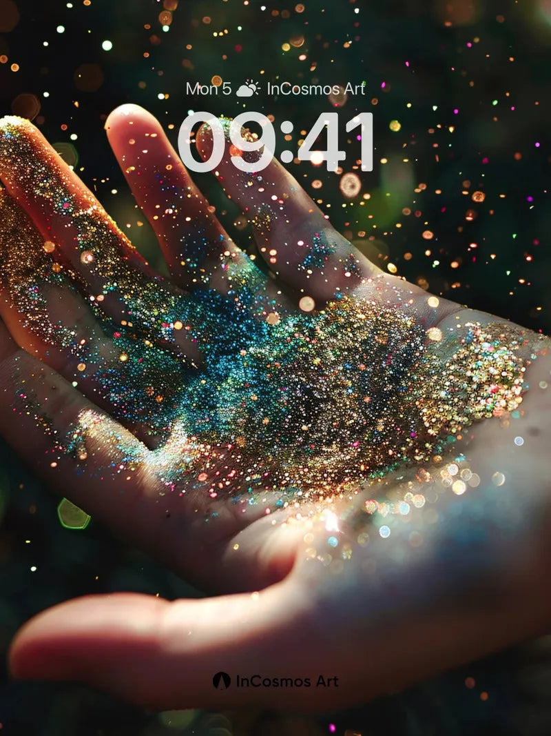 Stardust Palm Wallpaper with Floating Light wallpaper for iPhone, iPad & Mac