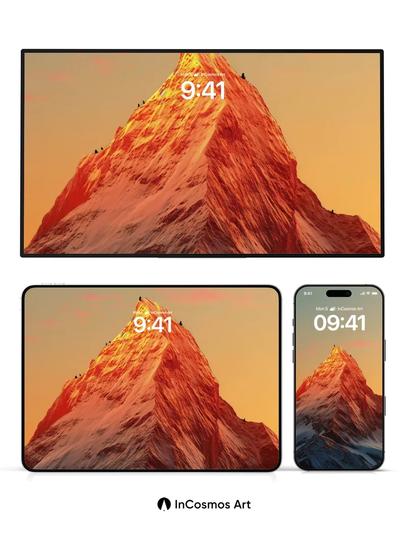 Golden Summit Wallpaper with Alpine Glow