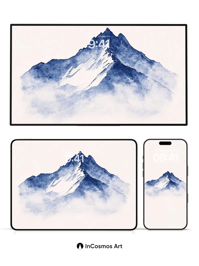 Serenity Peak Wallpaper with Ink Mist