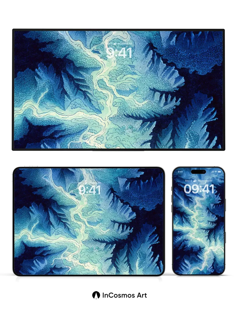 Frozen Vein Wallpaper with Glowing Pathways