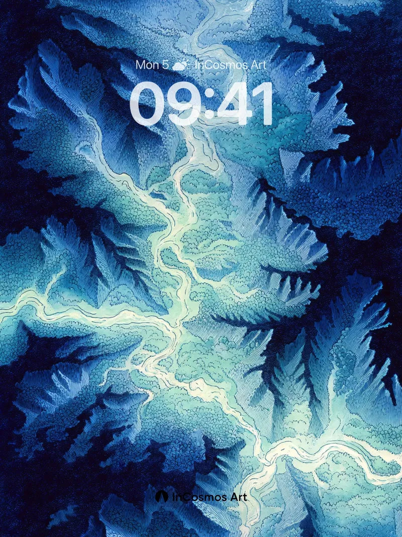Frozen Vein Wallpaper with Glowing Pathways